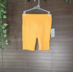 NWT Athletic Works Neon Coral/Orange High-rise Women's Biker Shorts Size XS